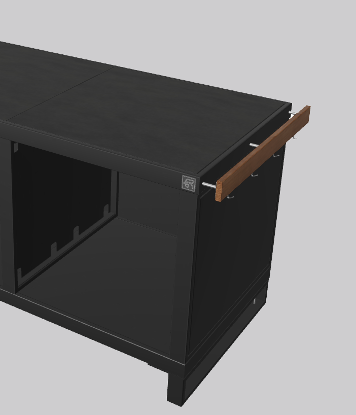 Hook set side stainless steel/wood (right)(NL)